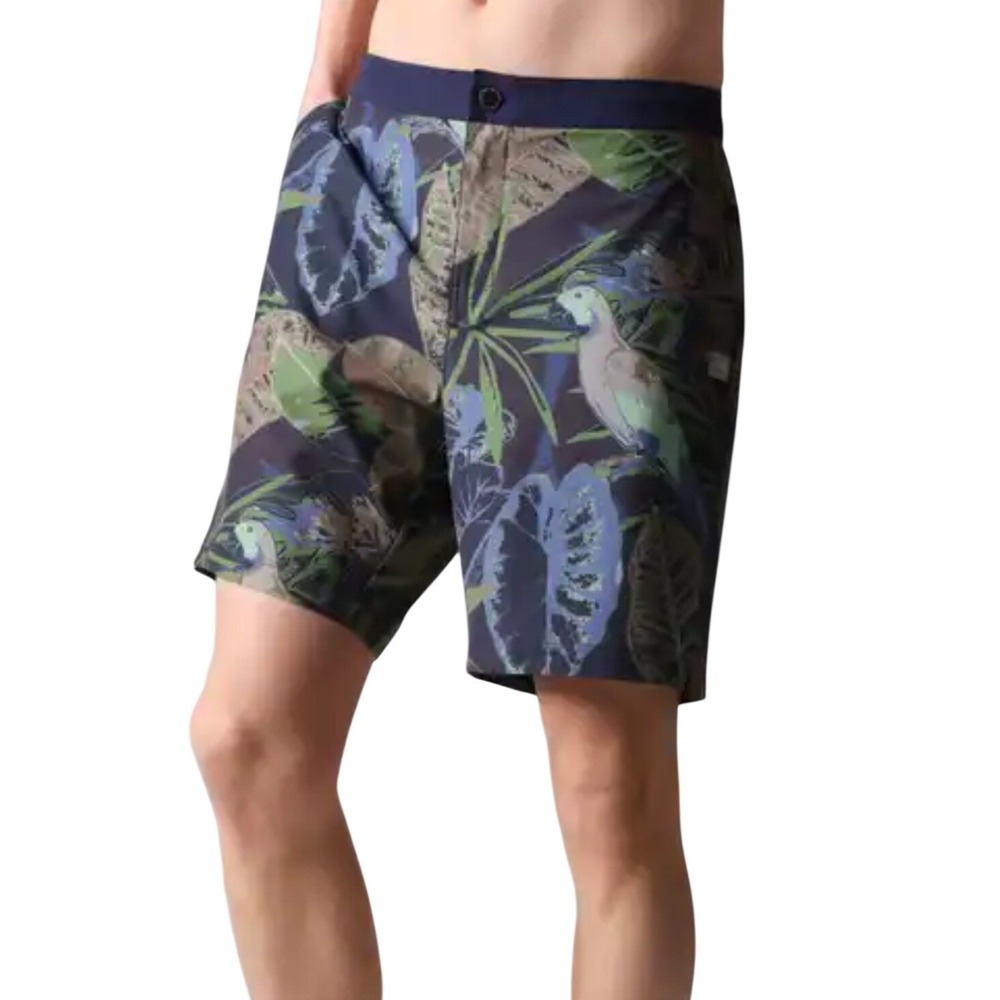 Rhone Barrier Swim Shorts Mens‎ Large Tropical Floral Parrot blue 6 Inseam NEW